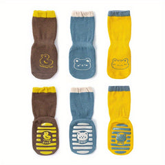 3 Pairs Cartoon Animal Knit Floor Socks for Toddlers