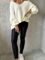 One Shoulder Solid Sweater Long Sleeve Jumper