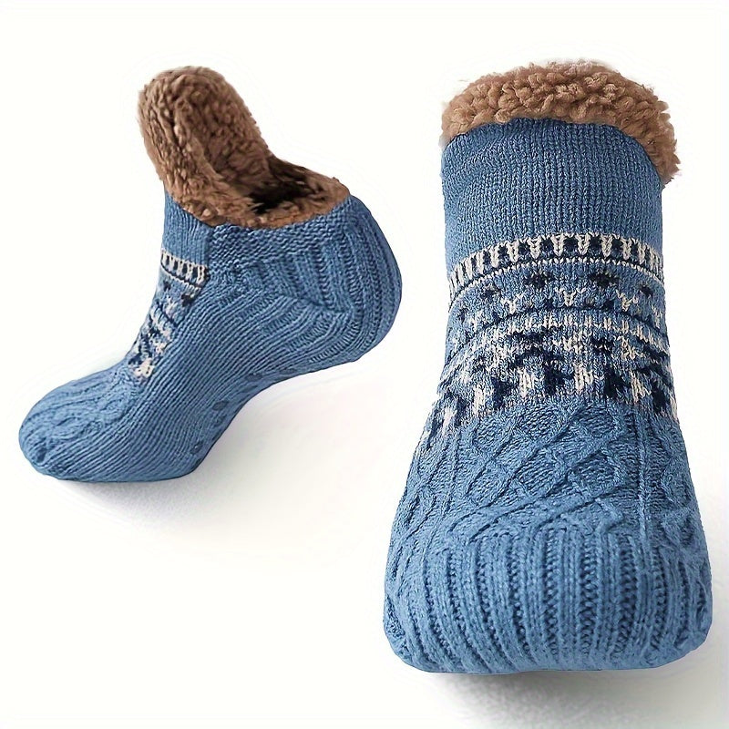 Men's Fluffy Slouch Winter Warm Plush Non Slip Grip Soft Comfy Slippers Socks