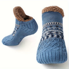 Men's Fluffy Slouch Winter Warm Plush Non Slip Grip Soft Comfy Slippers Socks