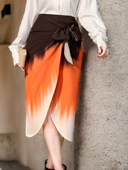 Colorblock Tie Front Skirt for Women