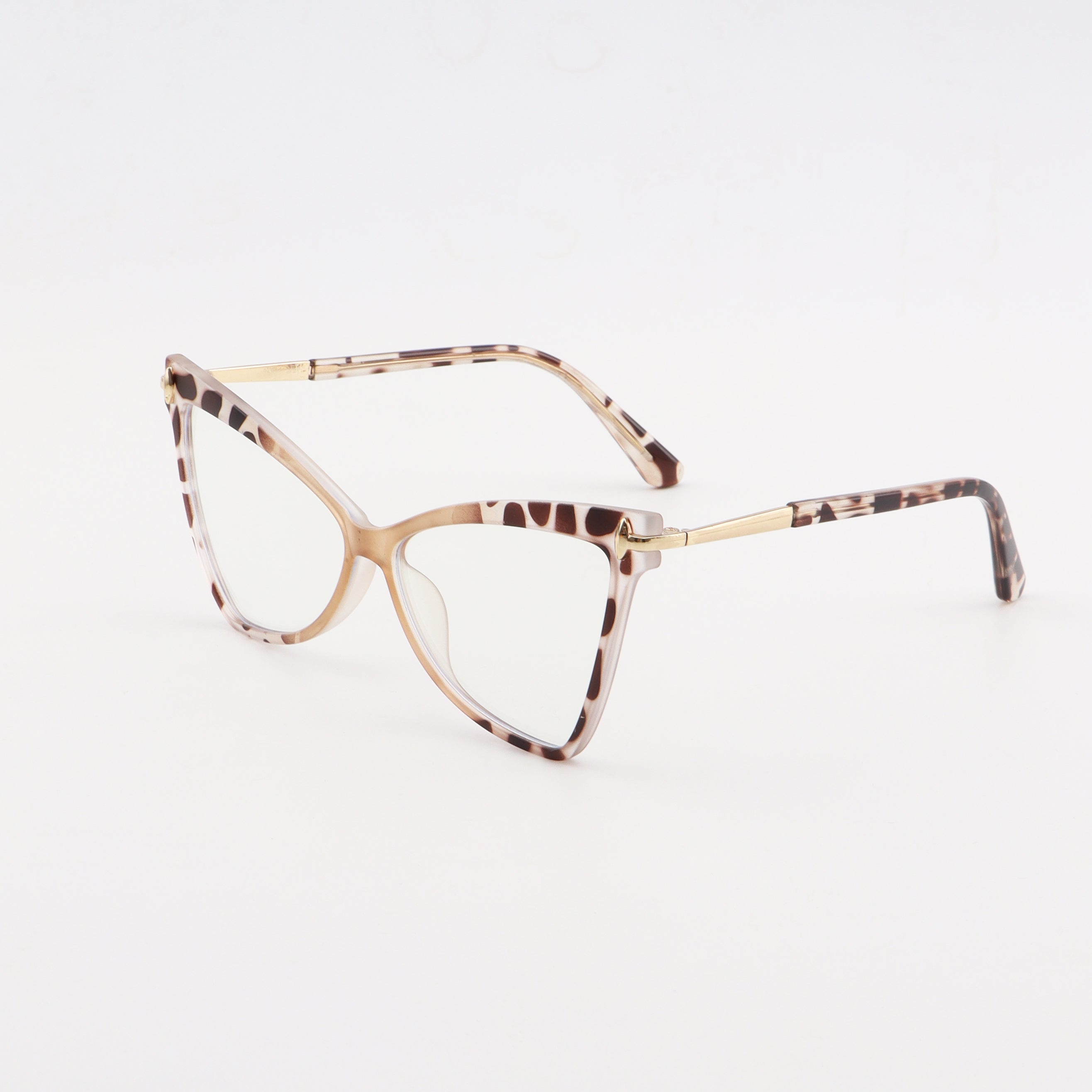 Street Cat Eye Khaki Anti Light PC Flat Glasses