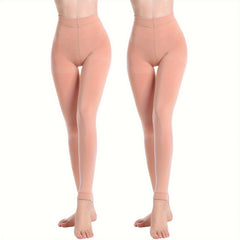 2 Pack Plush Lined Tights Opaque High Waist Thermal Elastic Leggings