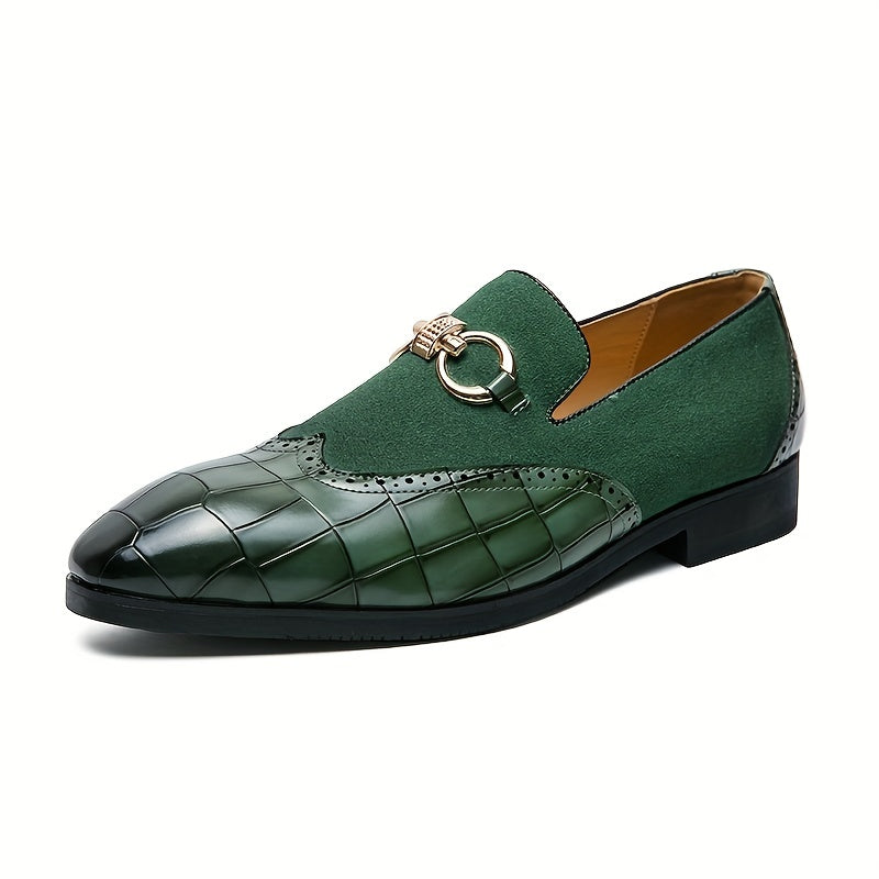 Men's Textured Brogue Loafer Shoes Slip On Comfy Non-slip Shoes