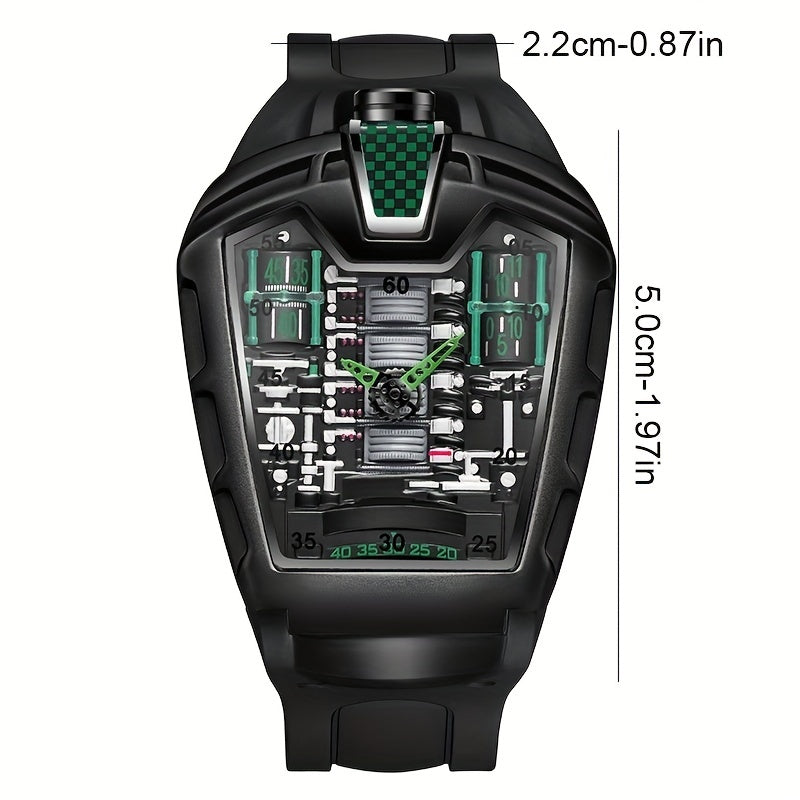 Men's Sports Quartz Watch with Silicone Strap