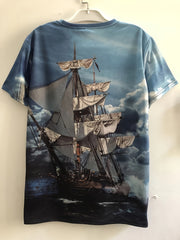 Sailboat 3D Pattern Men's Short Sleeve Graphic Tee Summer Clothes