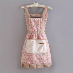 Canvas Floral Apron with Hood Waterproof Stain Resistant Workwear