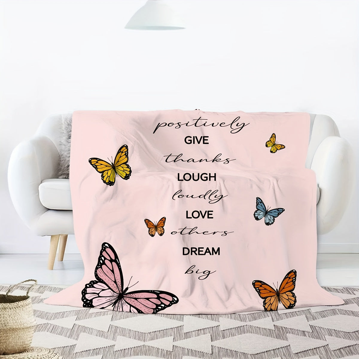Butterfly Print Microfiber Blanket for Outdoor Picnics, Sofa, and Living Room