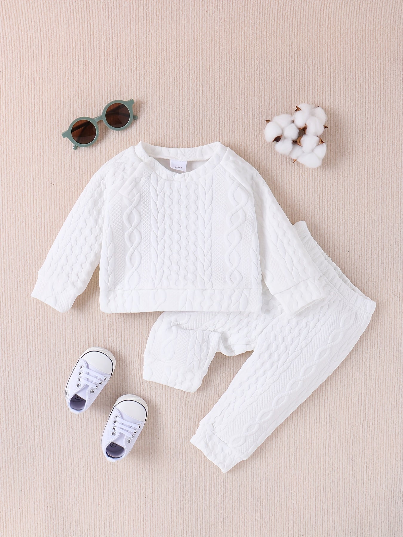Unisex Baby Cable Knit Sweater & Pants 2pcs Outfit