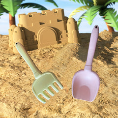 Multifunctional Straw Beach Toy Set with Folding Bucket - Play Snow, Sand, Water