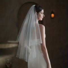 Bridal Head Veil With Comb Double Layer Wedding Hair Accessories