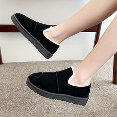 Women's Winter Snow Boots Low Round Toe Fluffy Shoes