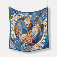 Boho Print Bandana Square Scarf Vintage Satin Neckerchief Women Head Wrap