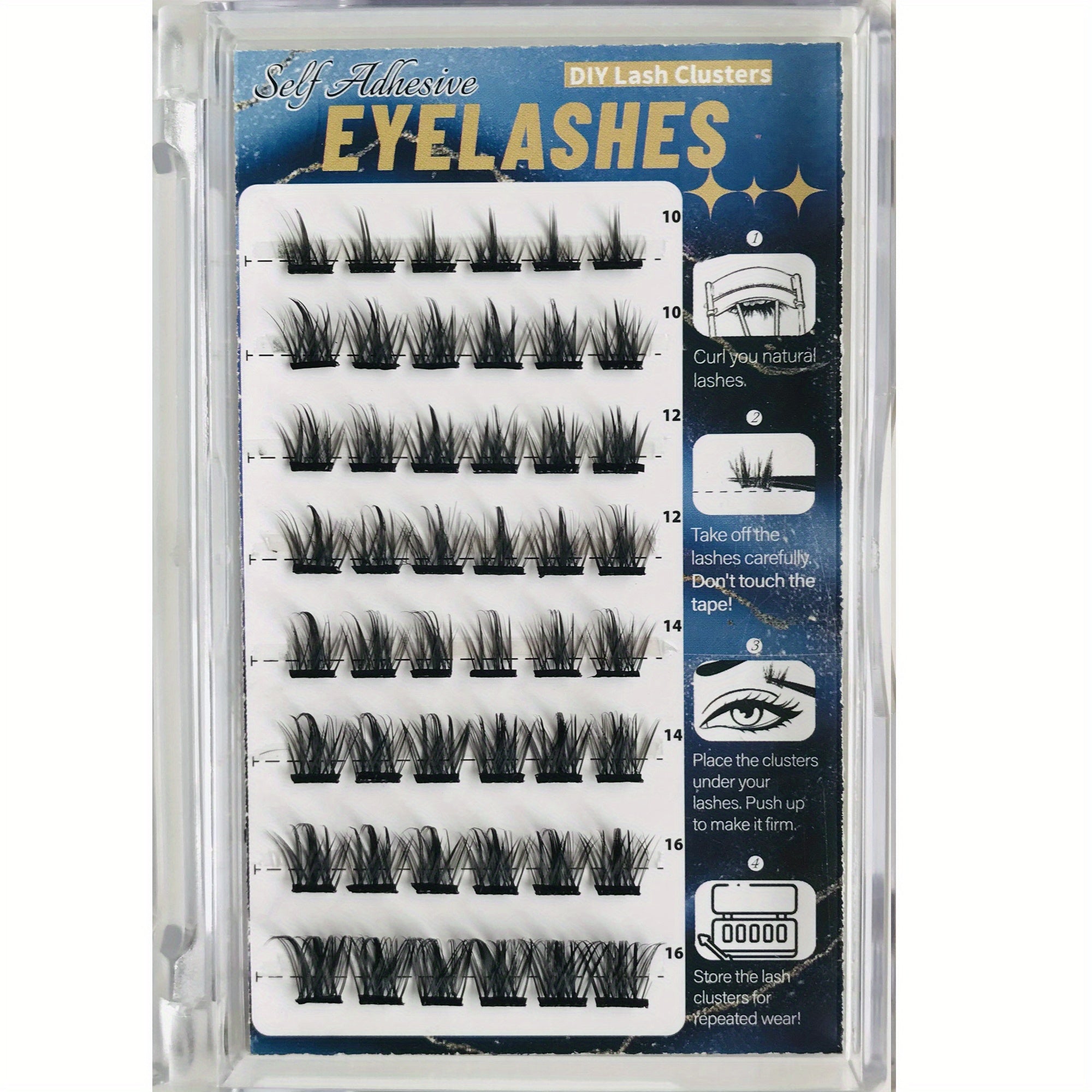 Self Adhesive False Eyelashes 8-16mm Clusters Natural DIY Thick Lashes