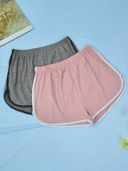 Colorblock Trim Sleep Bottoms Elastic Waistband Shorts