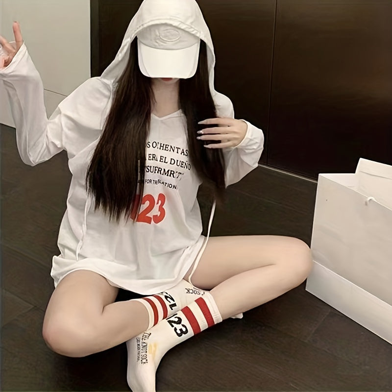 3 Pairs Letter Print Striped Socks Comfy & Breathable Street Sports Socks