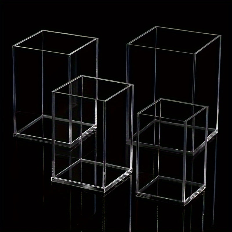 Acrylic Pen Holder Desktop Pencil Cup Organizer Clear Base