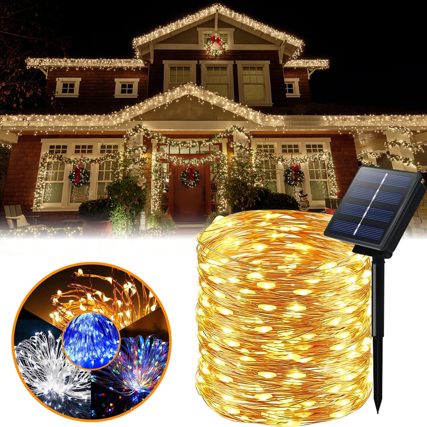 Outdoor Waterproof Fairy Garland String Lights Solar Lamp Decor