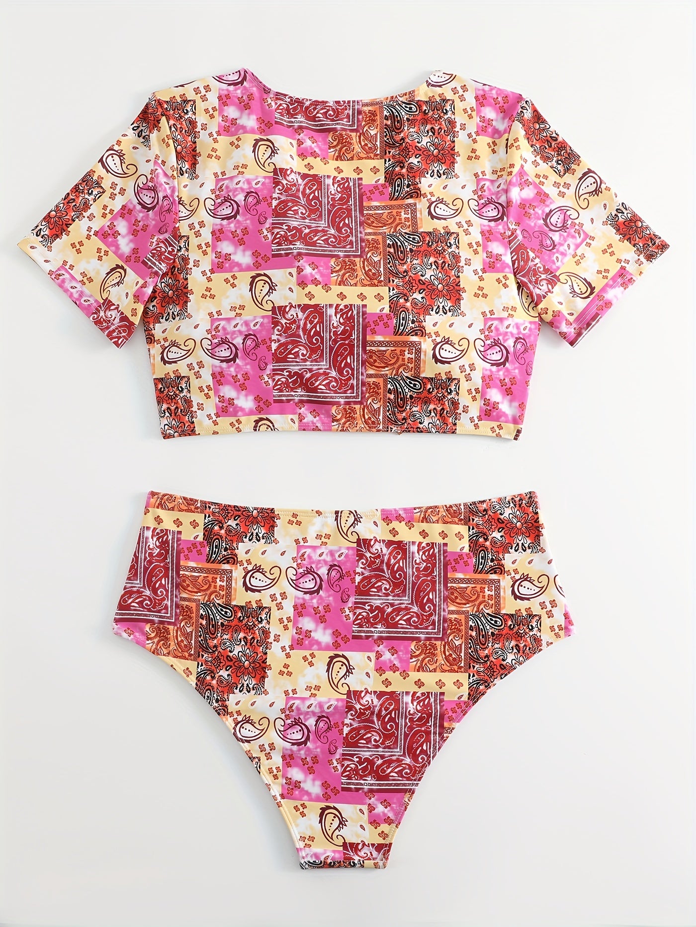 Paisley Print Tankini Set with Knot Front