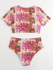 Paisley Print Tankini Set with Knot Front