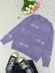 Girls Graphic Fleece Long Sleeve Pullover Sweater