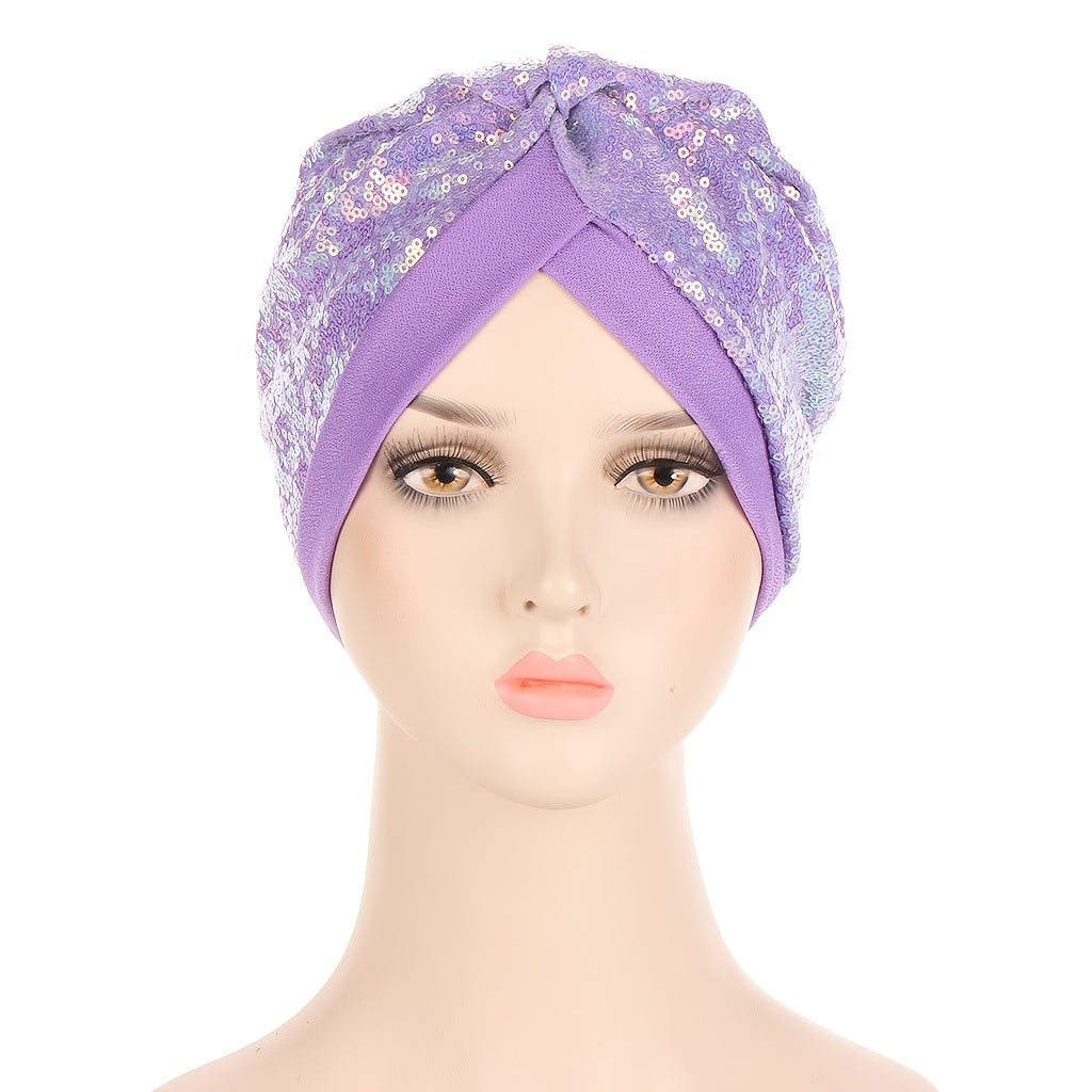 Sequin Bandana Hat Turban Cap Hair Bonnet Head Scarf For Women