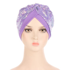 Sequin Bandana Hat Turban Cap Hair Bonnet Head Scarf For Women