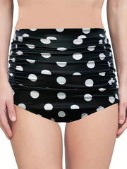 Coconut Tree Print Ruched High Waist Bikini Bottoms