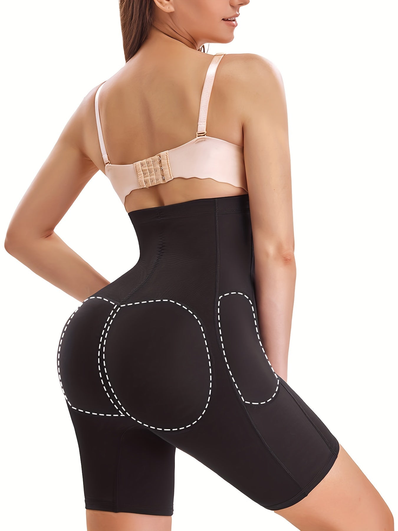 SCARBORO Padded Shaping Shorts Tummy Control Butt Lifting Hook & Loop Shorts