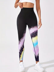 Colorful Printed Quick Drying Yoga Leggings High Waist Butt Lifting Sports Pants