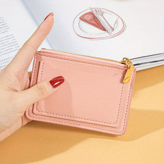 Slim Card Holder Keychain Faux Leather Wallet Card Slots Coin Purse