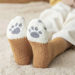 6 Pairs Cat Claw Pattern Cotton Socks for Women & Girls
