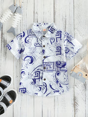 Boys Porcelain Pattern Button Up Shirt
