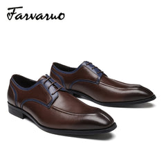 FARWARWO Men's Pointed Toe Leather Formal Dress Shoes