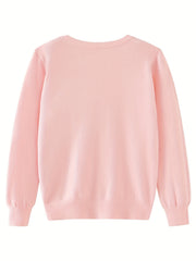 Girls' Thin Knit Cardigan Long Sleeve V Neck Sweater