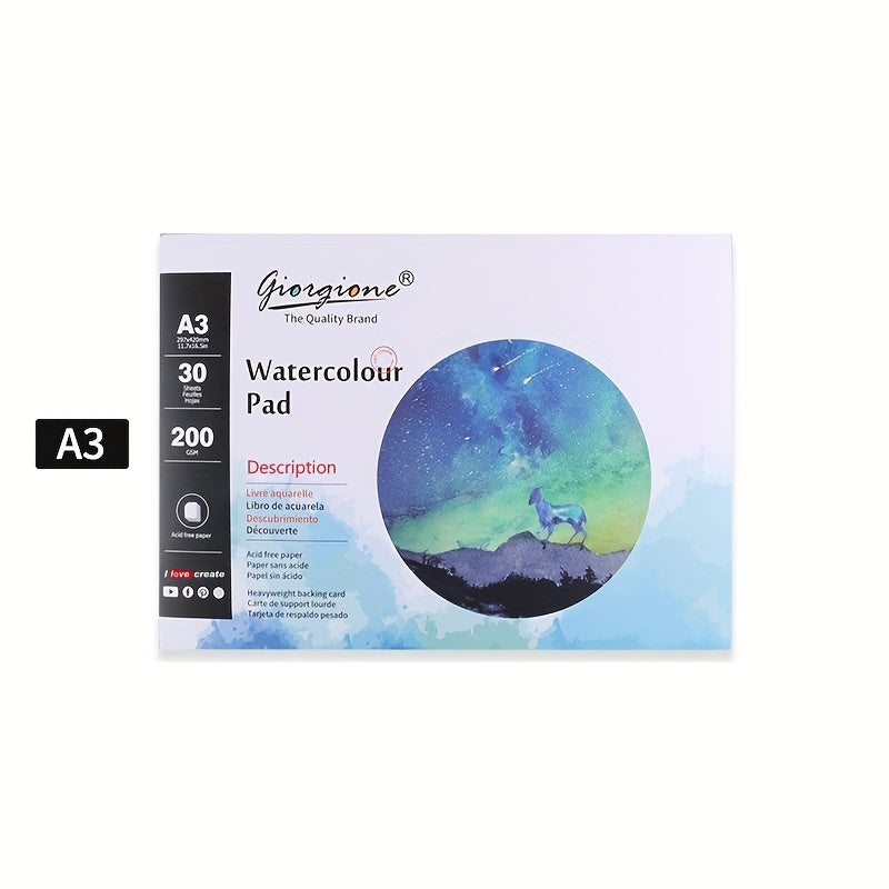 30pcs Watercolor Paper Pad for Wet Media Painting 200gsm