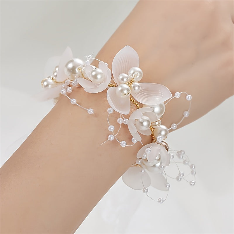 Pearl Wedding Flower Band & Headband Jewelry Set