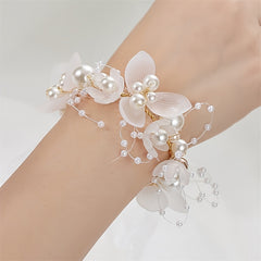 Pearl Wedding Flower Band & Headband Jewelry Set