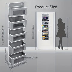 5 Tier Door Hanging Organizer with Clear Window & Steel Hook Hanger