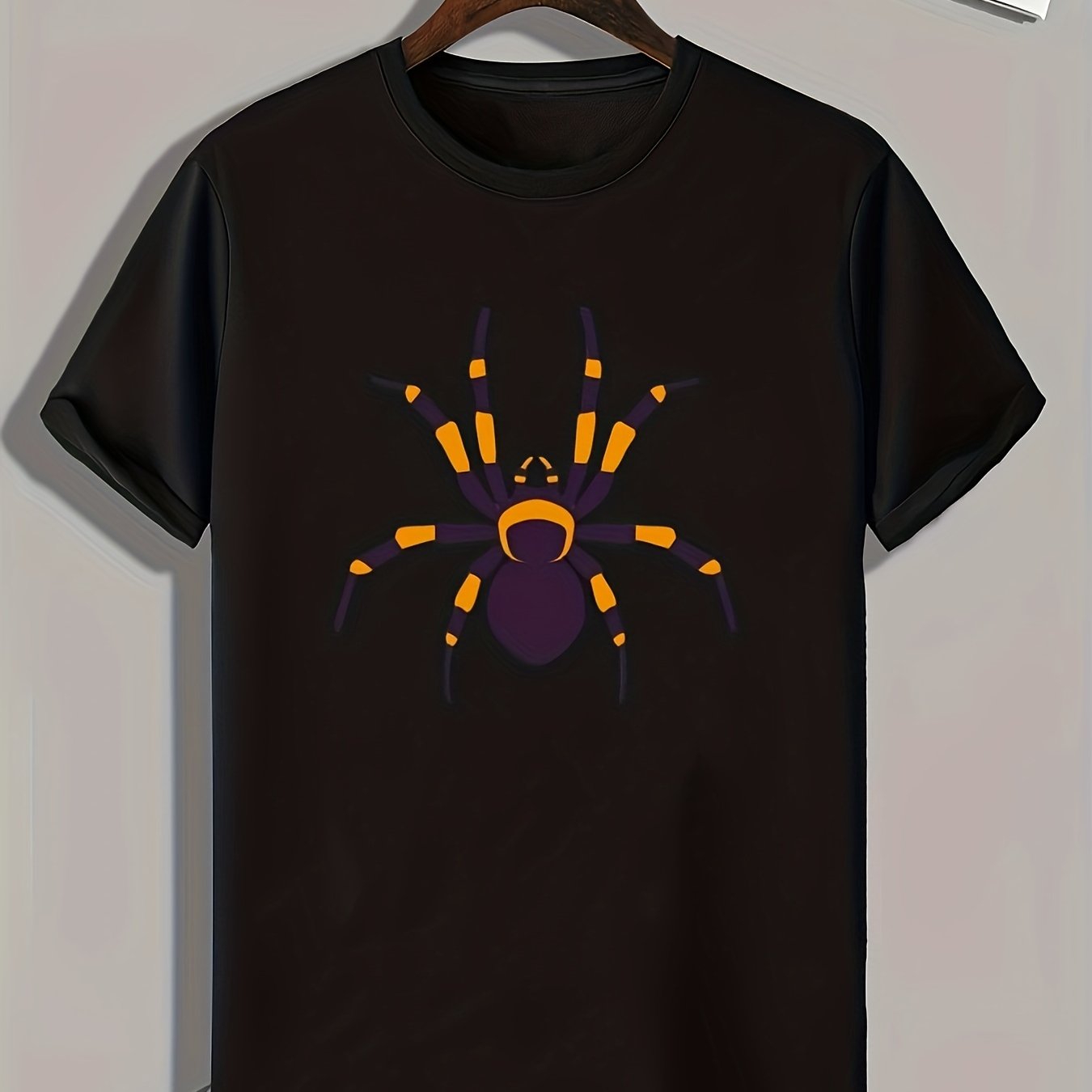 Spider Pattern Print Men's Comfy Sports T-shirt