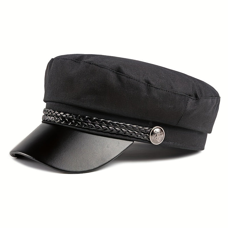 Parent-child Leather Texture Hat Autumn Winter Navy