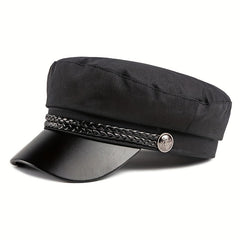 Parent-child Leather Texture Hat Autumn Winter Navy