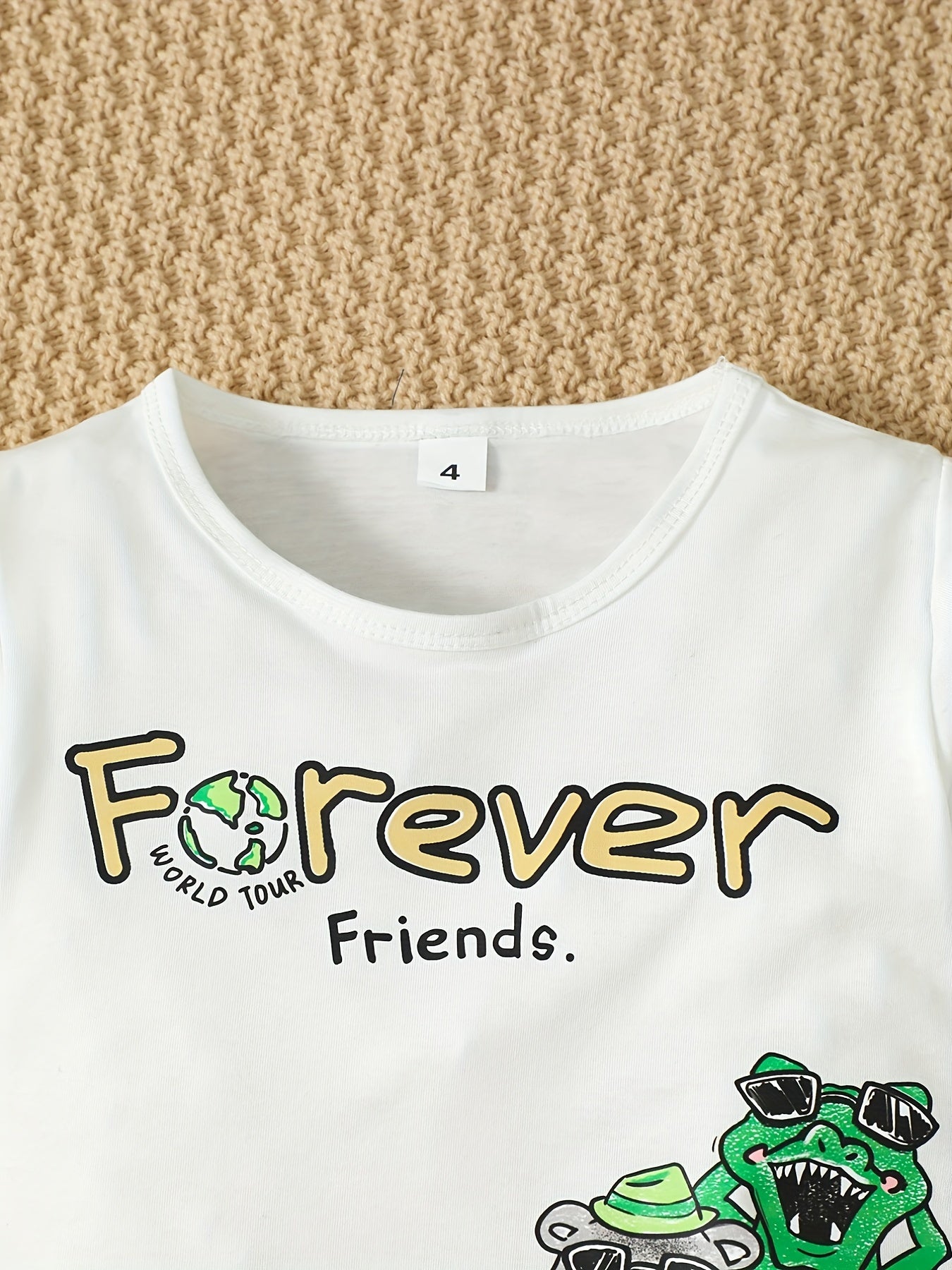 Boys Forever Friends Animal Print T-shirt & Denim Shorts Set for Summer