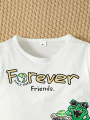 Boys Forever Friends Animal Print T-shirt & Denim Shorts Set for Summer
