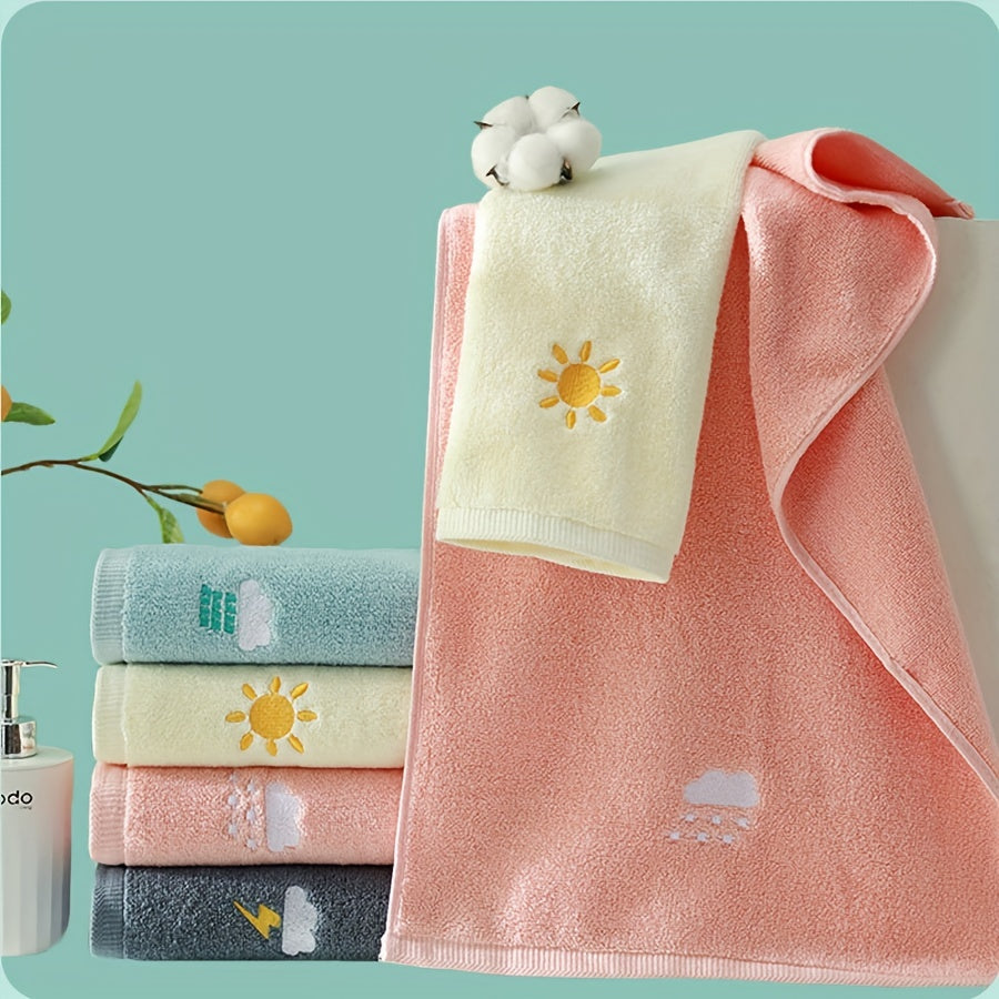 Cartoon Weather Embroidered Hand Towel Soft Skin-friendly Face Towel