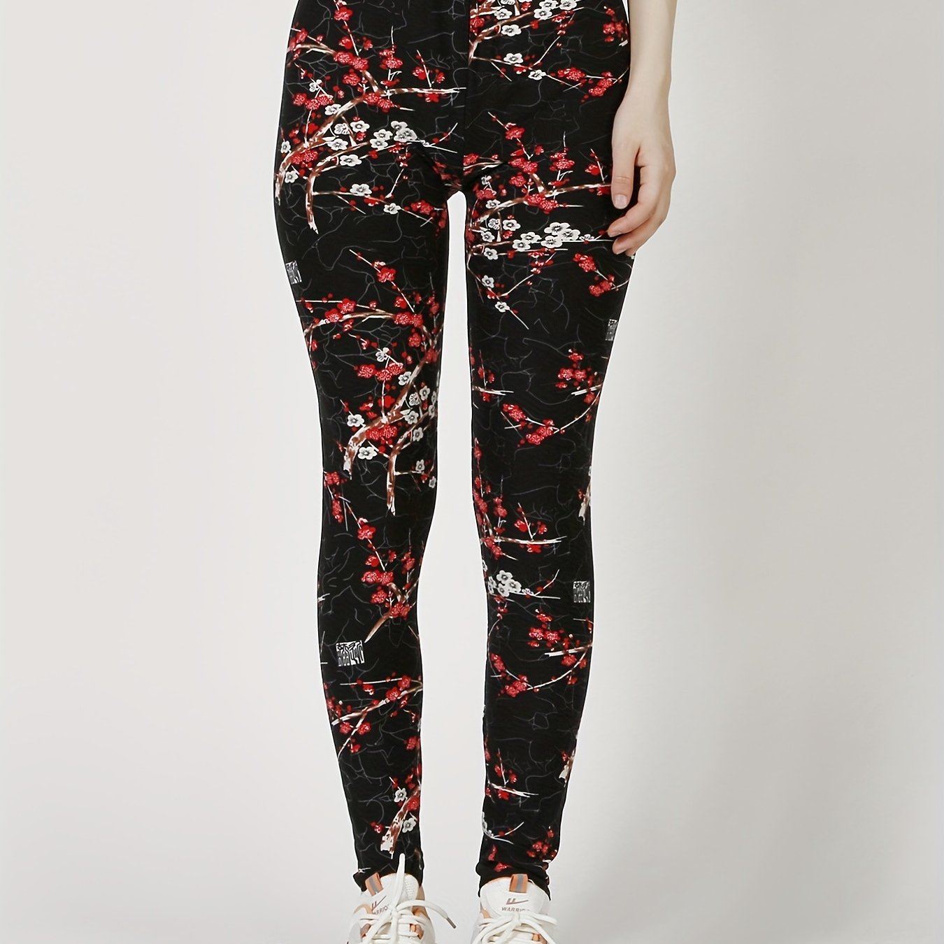 Floral Print Skinny Leggings Women's Stretchy Leggings