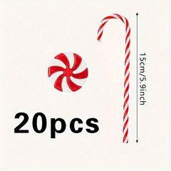 20pcs Christmas Red & Candy Windmill Cane Set Tree Pendant