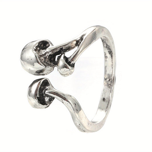 Vintage Mushroom Ring Silver Plated Adjustable Jewelry