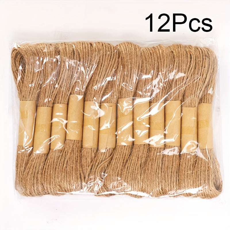12pcs Colorful Hemp Rope DIY Handwoven Photo Clip Jute Rope 1mm 10m