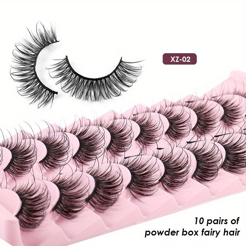 10 Pairs Fluffy Wispy False Eyelashes for Stage Party and Everyday Makeup